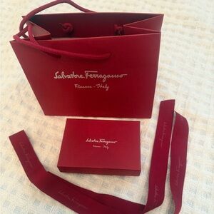 Salvatore Ferragamo Red Box + Paper Bag + Ribbon